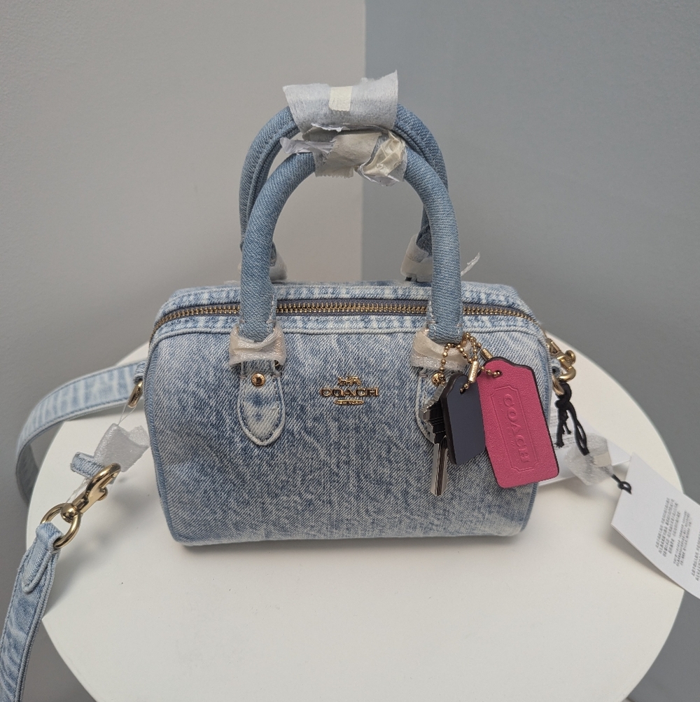 Coach Loved Denim Rowan Mini | New With Charms | Fully Wrapped